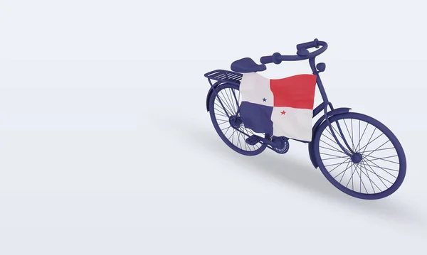 Bycycle Day Panama Flagge Rendering Rechte Ansicht — Stockfoto
