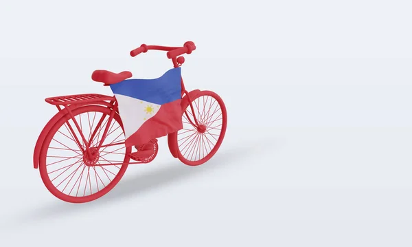 Bycycle Day Flaga Filipin Renderowania Lewo Widok — Zdjęcie stockowe