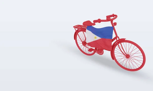 Bycycle Day Philippines Flag Rendering Right View — Stock Photo, Image