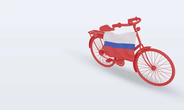 Bycycle Ημέρα Ρωσική Σημαία Καθιστώντας Σωστή Άποψη — Φωτογραφία Αρχείου