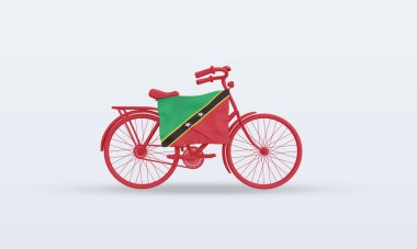 St Kitts ve Nevis bayrağı 3D by-cycle gün ön görünüm oluşturur