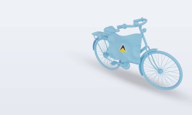 3D by-cycle gün St Lucia bayrağı doğru görünüm oluşturur