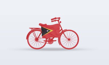 3D by-cycle gün Timor Leste bayrağı ön görünüm oluşturma