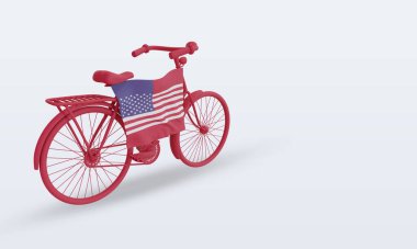 3D bycycle gün Amerika bayrağı sol görüşü yansıtıyor