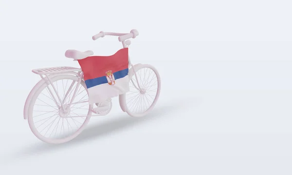 Cykeldag Serbien Flagga Rendering Vänster — Stockfoto
