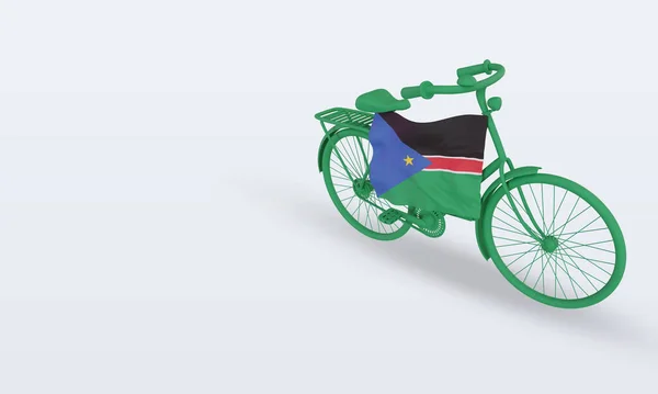 Bycycle Day South Sudan Flag Rendering Right — стокове фото