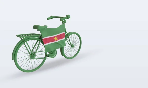 Bycycle Day Surinam Flaga Renderowania Lewo Widok — Zdjęcie stockowe