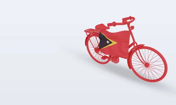 Bycycle Ημέρα Τιμόρ Λέστε Σημαία Καθιστώντας Σωστή Προβολή — Φωτογραφία Αρχείου
