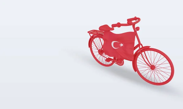 Bycycle Day Türkei Flagge Rendering Rechte Ansicht — Stockfoto