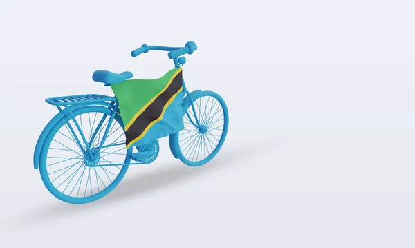 Bycycle Day Tanzania Flaga Renderowania Lewo Widok — Zdjęcie stockowe