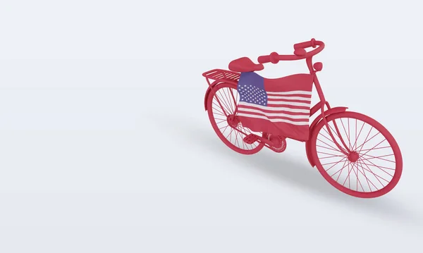 Bycycle Dag Amerika Vlag Rendering Rechts Uitzicht — Stockfoto