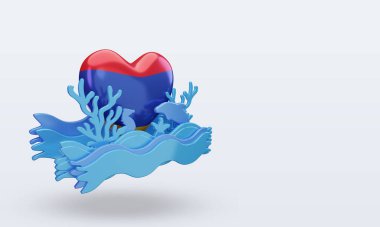 3D okyanus günü Ermenistan bayrağı sol görüşü temsil ediyor