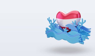 3D Okyanus Günü Avusturya bayrağını sever