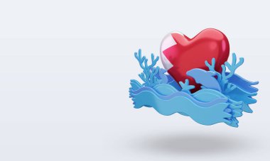 3d okyanus günü Bahreyn aşk bayrağı doğru görünüyor