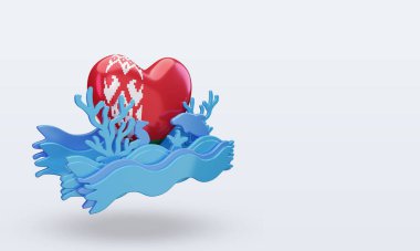 3D Okyanus Günü Belarus bayrağı sol görüşü temsil ediyor