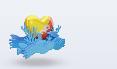 3d Okyanus Günü Butan aşk bayrağı sol görüşü yansıtıyor