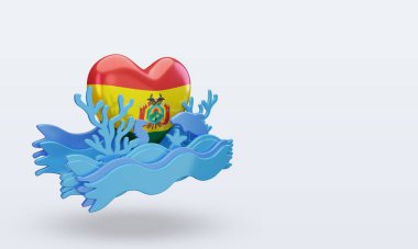 3d Okyanus Günü Bolivya aşk bayrağı sol görüşü yansıtıyor