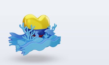 3d Okyanus Günü Kolombiya bayrağı sol görüşü yansıtıyor