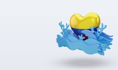 3d Okyanus Günü Kolombiya Bayrağı sever