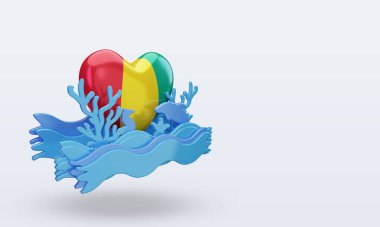 3D Okyanus Günü Gine Bissau bayrağı sol görüşü temsil eder.