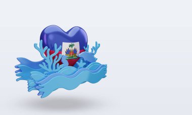 3D Okyanus Günü Haiti bayrağı sol görüşü temsil ediyor.