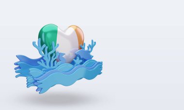 3D Okyanus Günü İrlanda bayrağı sol görüşü sever