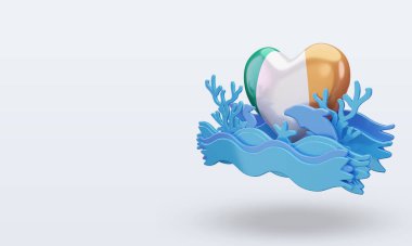 3D Okyanus Günü İrlanda bayrağını sever