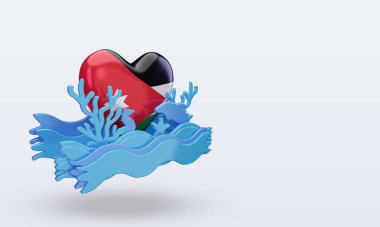 3D Okyanus Günü Ürdün bayrağını sever