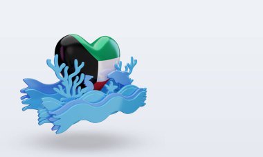 3d Okyanus Günü Kuveyt aşk bayrağı sol görüşü yansıtıyor