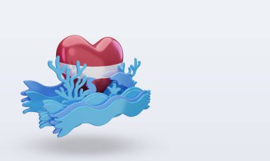 3d Okyanus Günü Letonya aşk bayrağı sol görüşü yansıtıyor