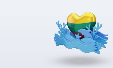 3D Okyanus Günü Litvanya Bayrağı seviyor