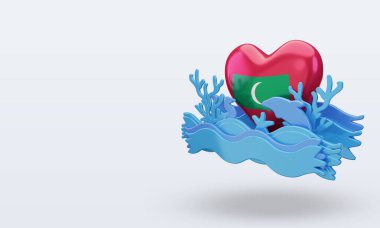 3D okyanus günü Maldivler bayrağın doğru görünmesini sever