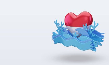 3D Okyanus Günü Monako bayrağını sever.