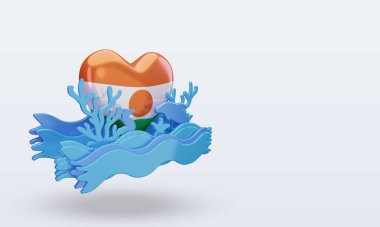 3d Okyanus Günü Nijer aşk bayrağı sol görüşü yansıtıyor