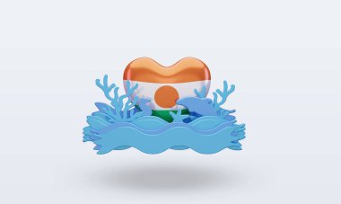 3D Okyanus Günü Nijer 'in aşk bayrağı önümüze bakıyor