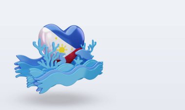 3D Okyanus Günü Filipinler bayrağı sever