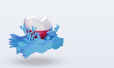 3D Okyanus Günü Polonya bayrağı sol görüşü sever