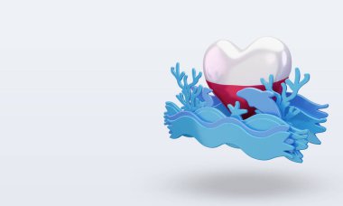 3D Okyanus Günü Polonya bayrağını sever
