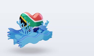 3D Okyanus Günü Güney Afrika bayrağın soldan çekilmesini sever