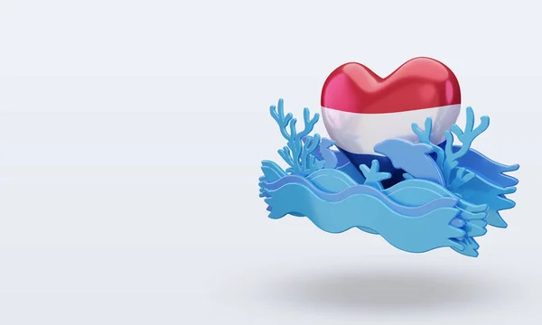 Óceán Napja Hollandia Szerelem Zászló Rendering Jobb Nézet — Stock Fotó