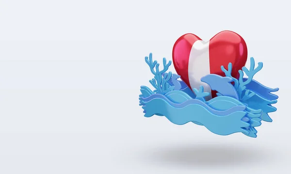 3D海洋日秘鲁爱旗渲染权 — 图库照片