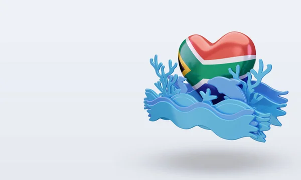 Oceano Giorno Sud Africa Amore Bandiera Rendering Vista Destra — Foto Stock