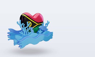 3D Okyanus Günü Vanuatu bayrağı sol görüşü yansıtıyor.