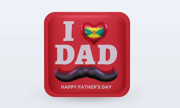 Fathers Day Grenada Love Flag Rendering Front View — Zdjęcie stockowe