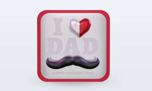 Fathers Day Malta Love Flag Rendering Front View — Zdjęcie stockowe