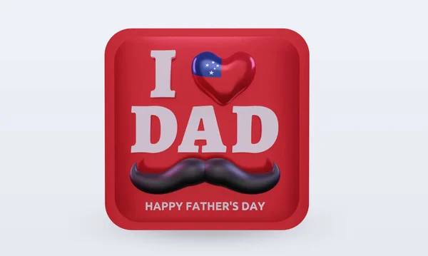 Fathers Day Samoa Love Flag Rendering Front View — Zdjęcie stockowe