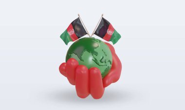 3d. Dünya Çevre Günü Afganistan bayrağı cephe görüntüsü veriyor