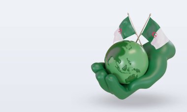 3d. Dünya Çevre Günü Cezayir bayrağı doğru görünüm veriyor