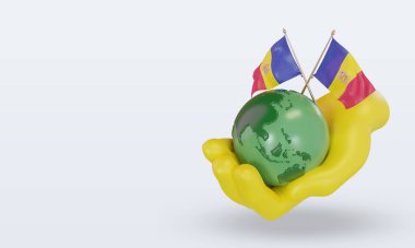 3d Dünya Ortamı Günü Andorra bayrağı sağ görünümü görüntülüyor