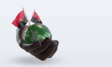 3d Dünya Ortamı Günü Angola bayrağı sol görünümü yansıtıyor